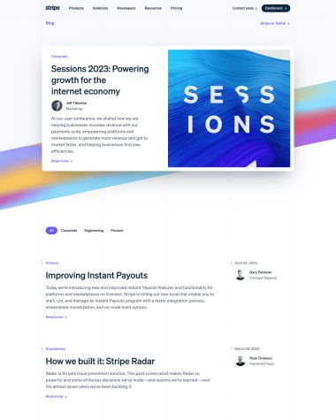 Stripe blog screenshot