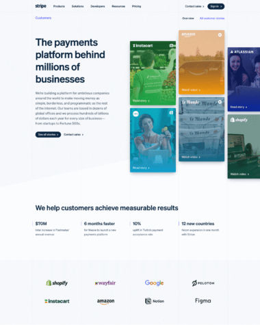 Stripe testimonials screenshot