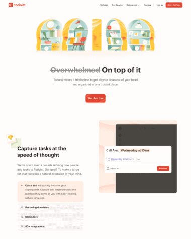 Todoist features screenshot