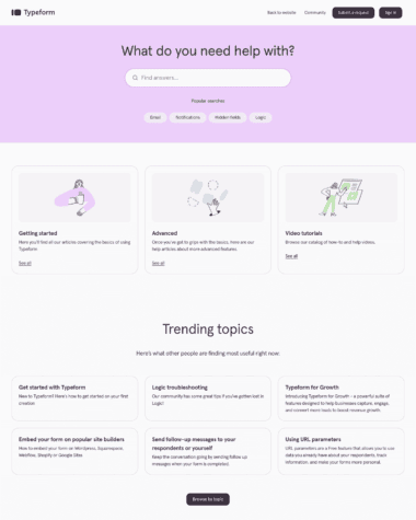 Typeform FAQ screenshot