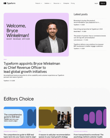 Typeform blog screenshot
