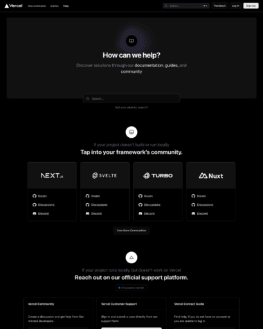 Vercel FAQ screenshot