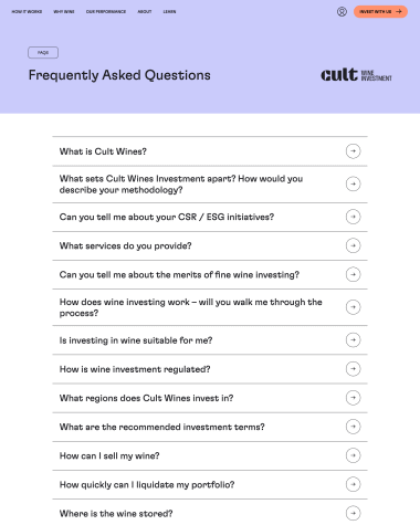 Wine Investment FAQ screenshot