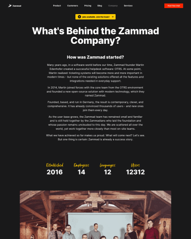 Zammad about us screenshot