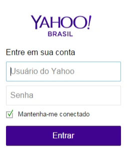 Yahoo Mail Entrar Agora Tela inicial de login do Yahoo Mail