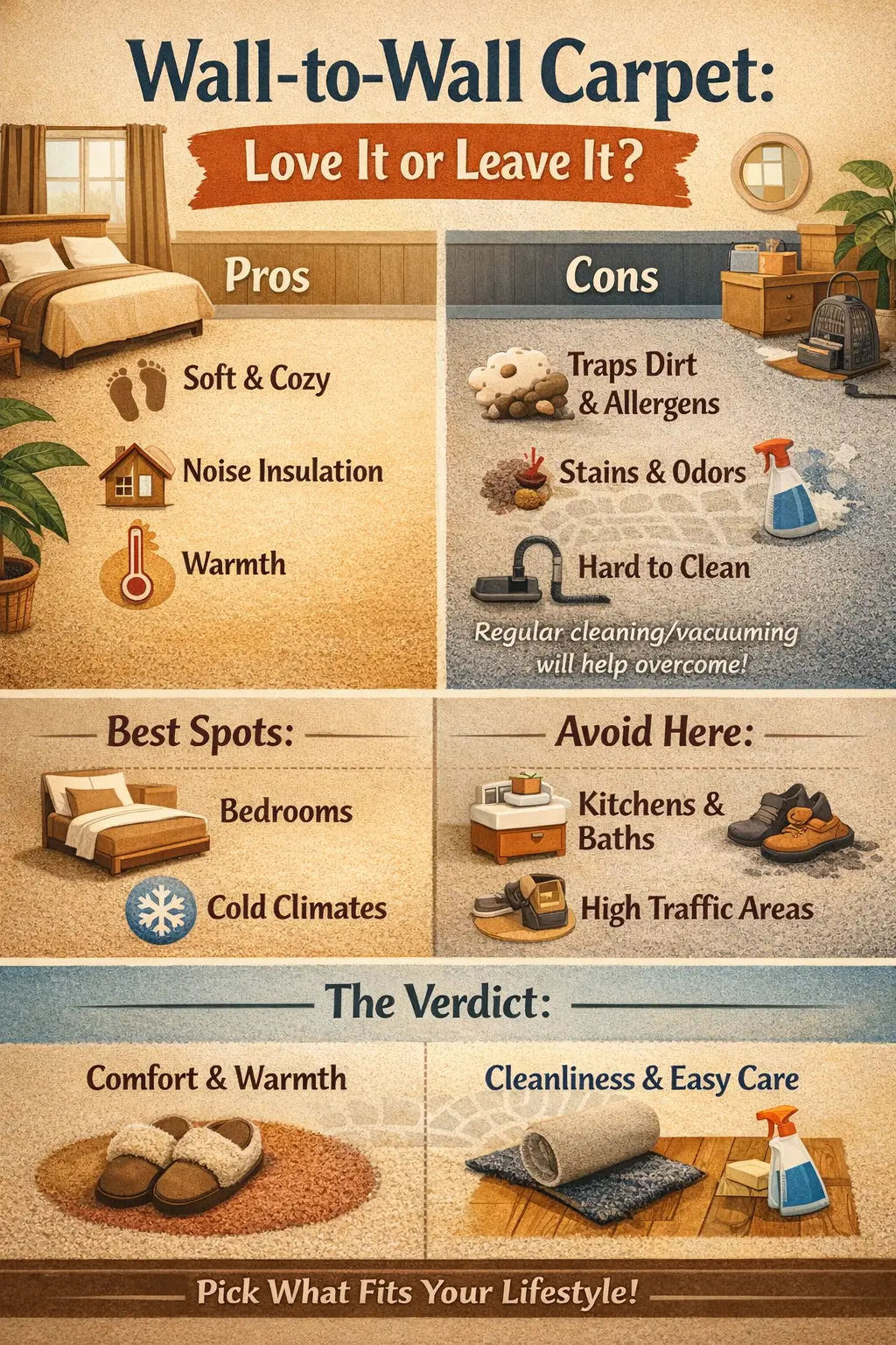 Blog cover image for Wall-to-Wall Carpets: Comfort vs. Practicality — What People Really Think