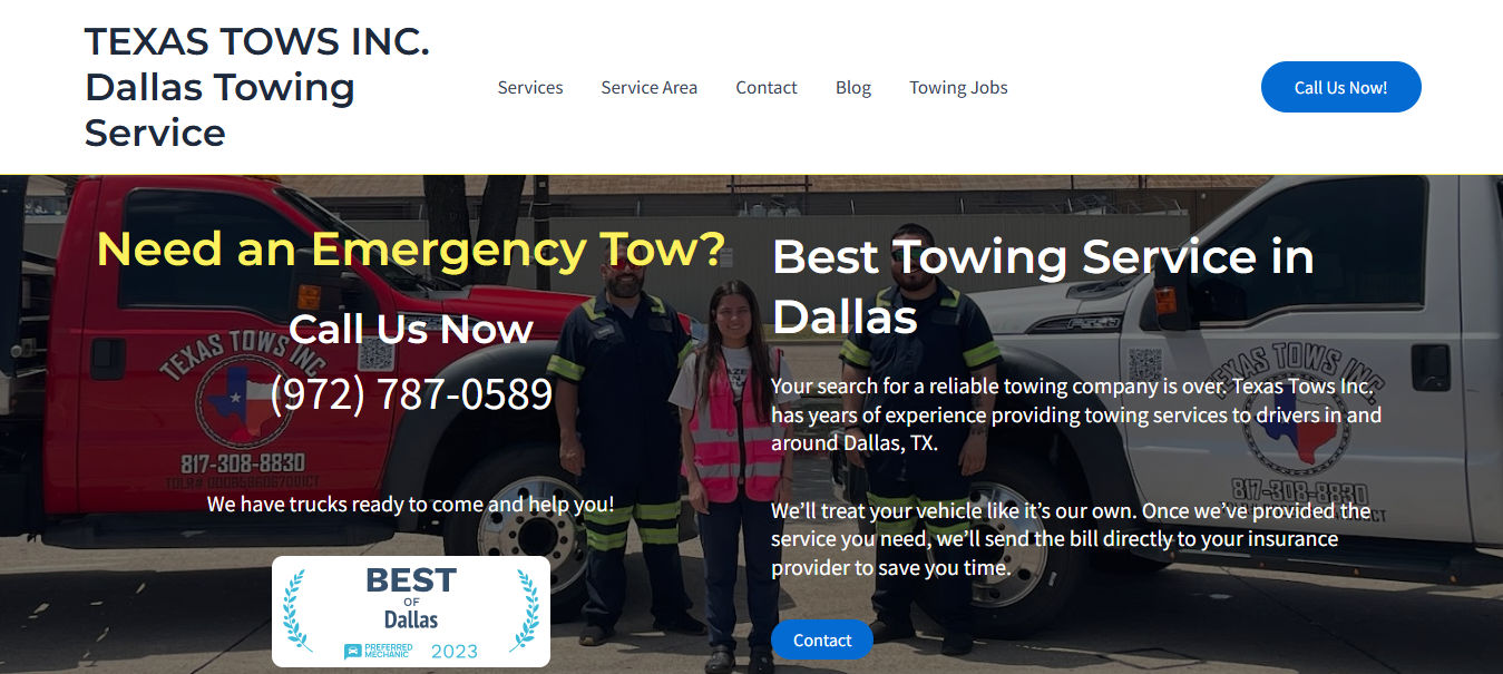 Texas Tows Inc. Dallas Towing Service