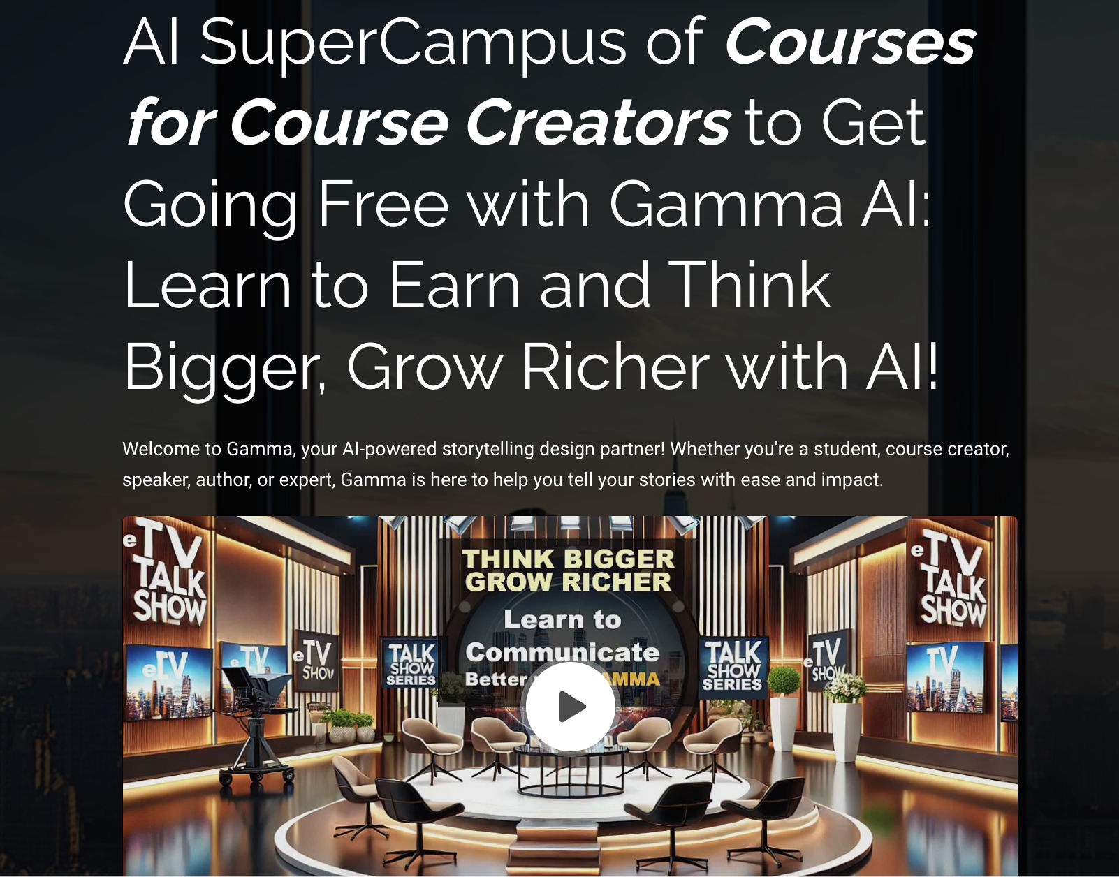 The AI SuperCampus of Courses for Course Creation with AI.