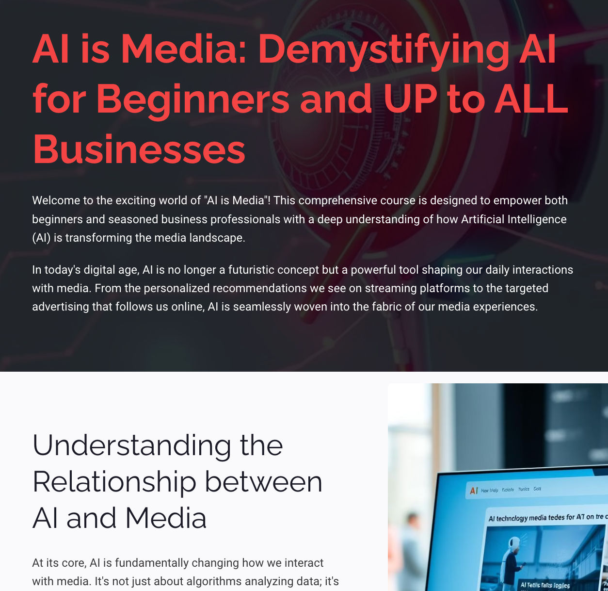 AI is Media: Demystifying AI for Beginners and UP to ALL Businesses New Course by Media Mike Hayes