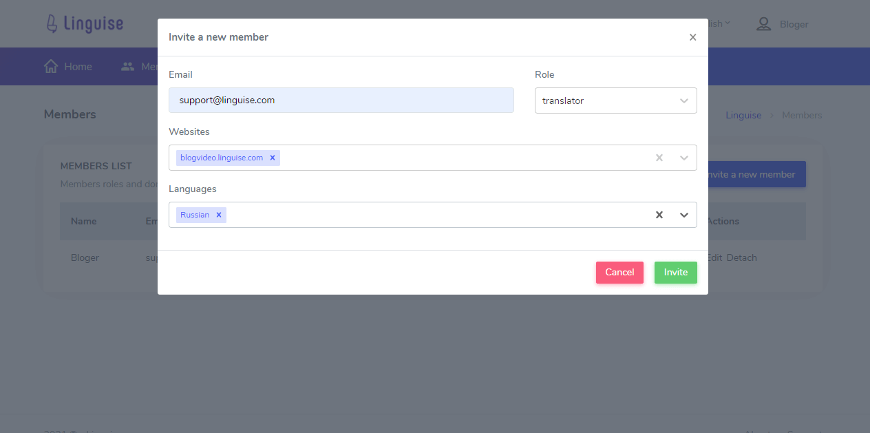 How to automatically translate and edit translation in wordpress Linguise invite member -