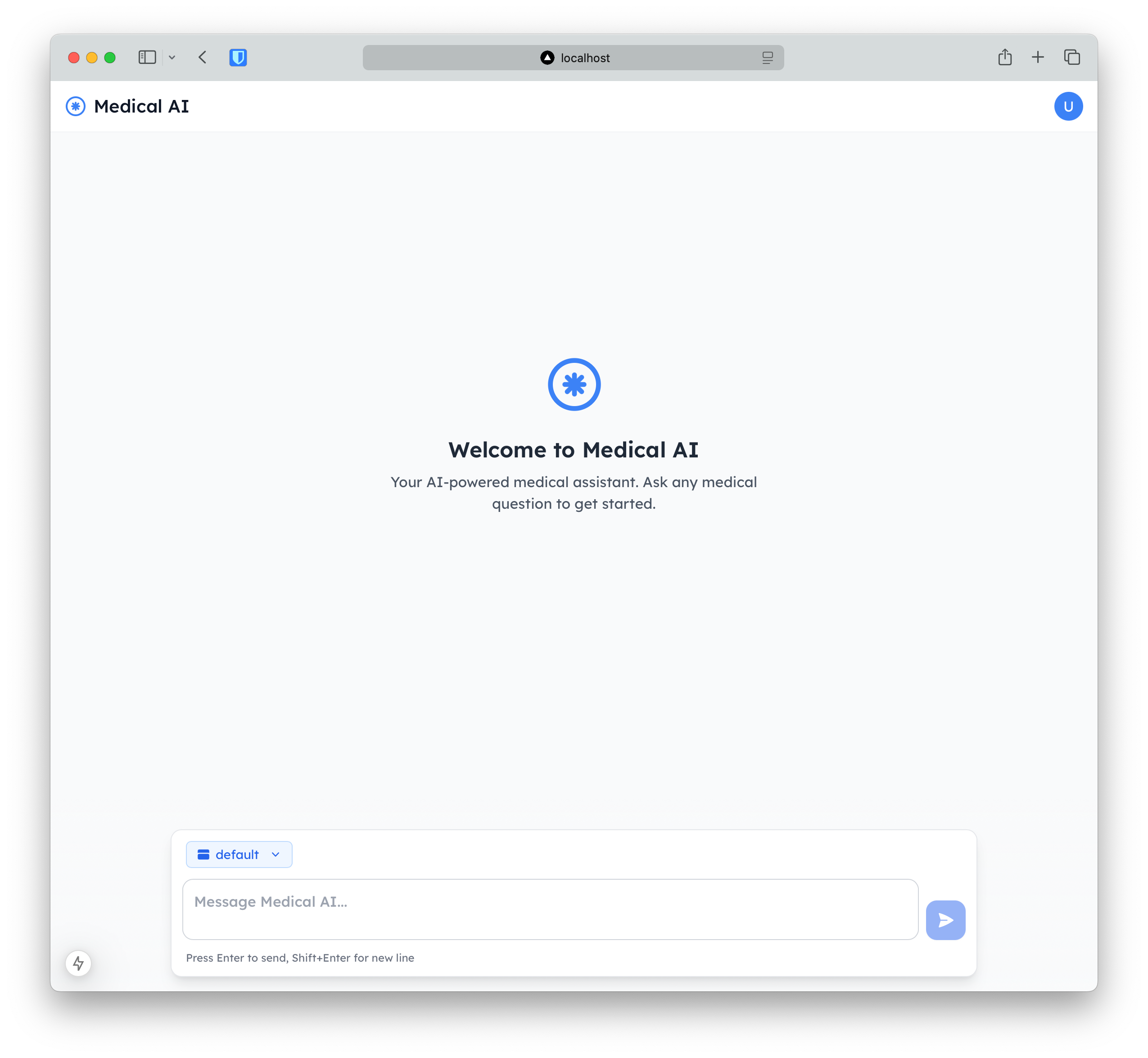Image Placeholder: Screenshot of my RAG chatbot interface before AI Gateway integration