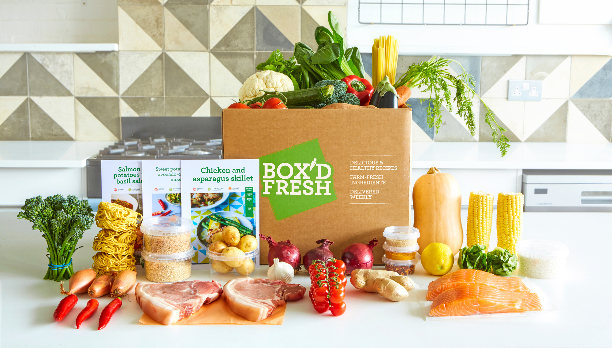 Box'd Fresh recipe box delivery company branding and website