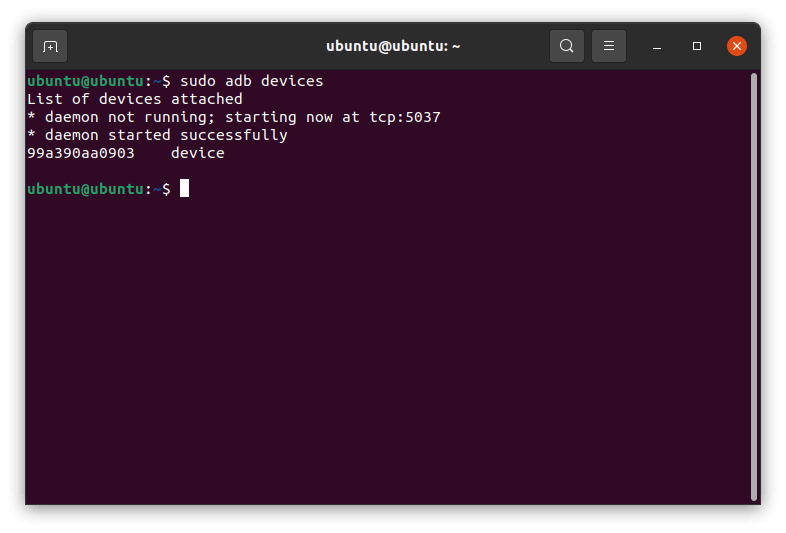 ADB Devices Ubuntu