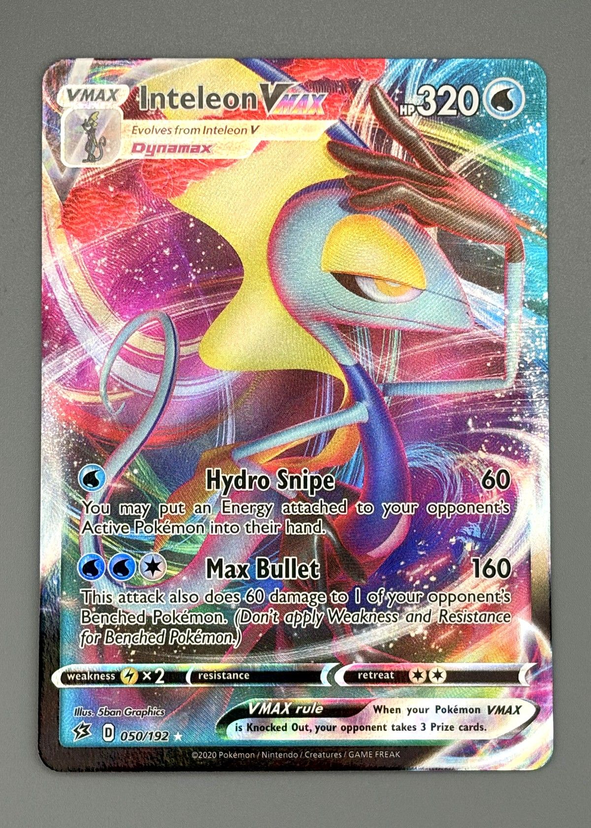 Inteleon VMAX 050/192 (Sword & Shield) - Ultra Rare VMAX Holo, front