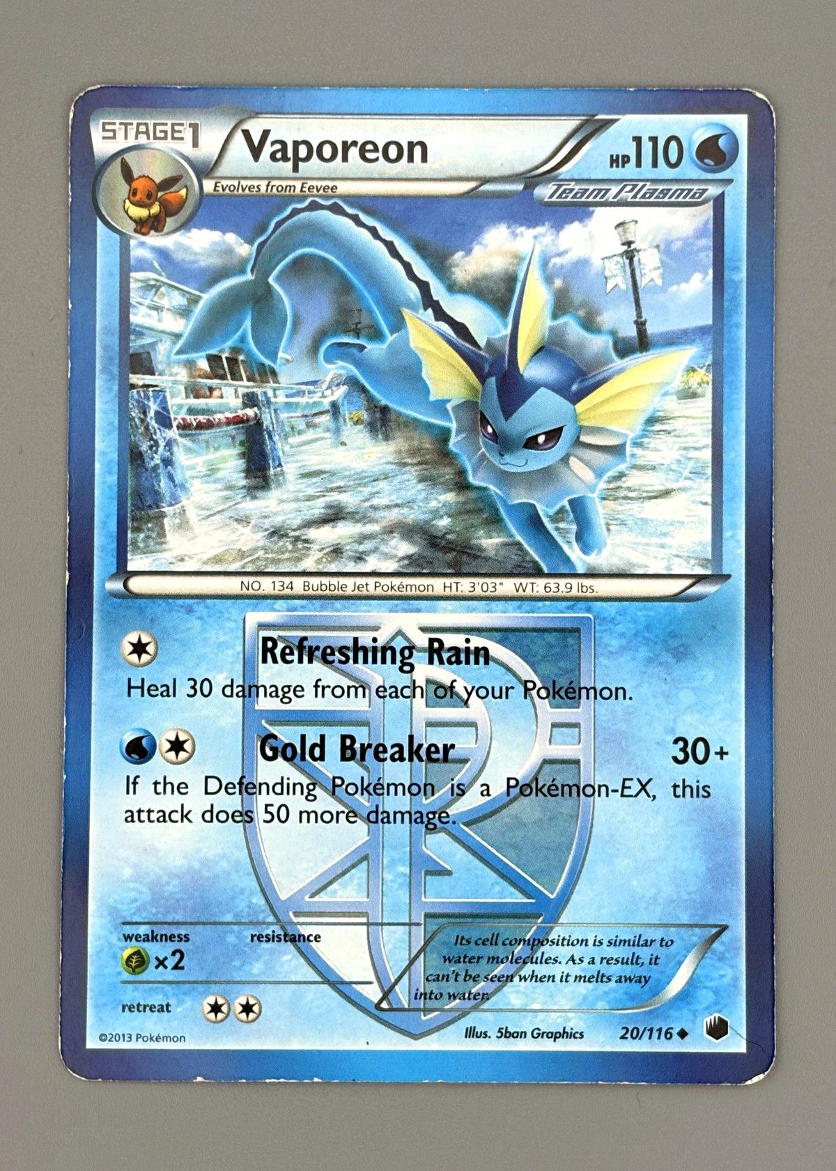 Vaporeon 20/116 (Plasma Freeze) - Holo Rare, front