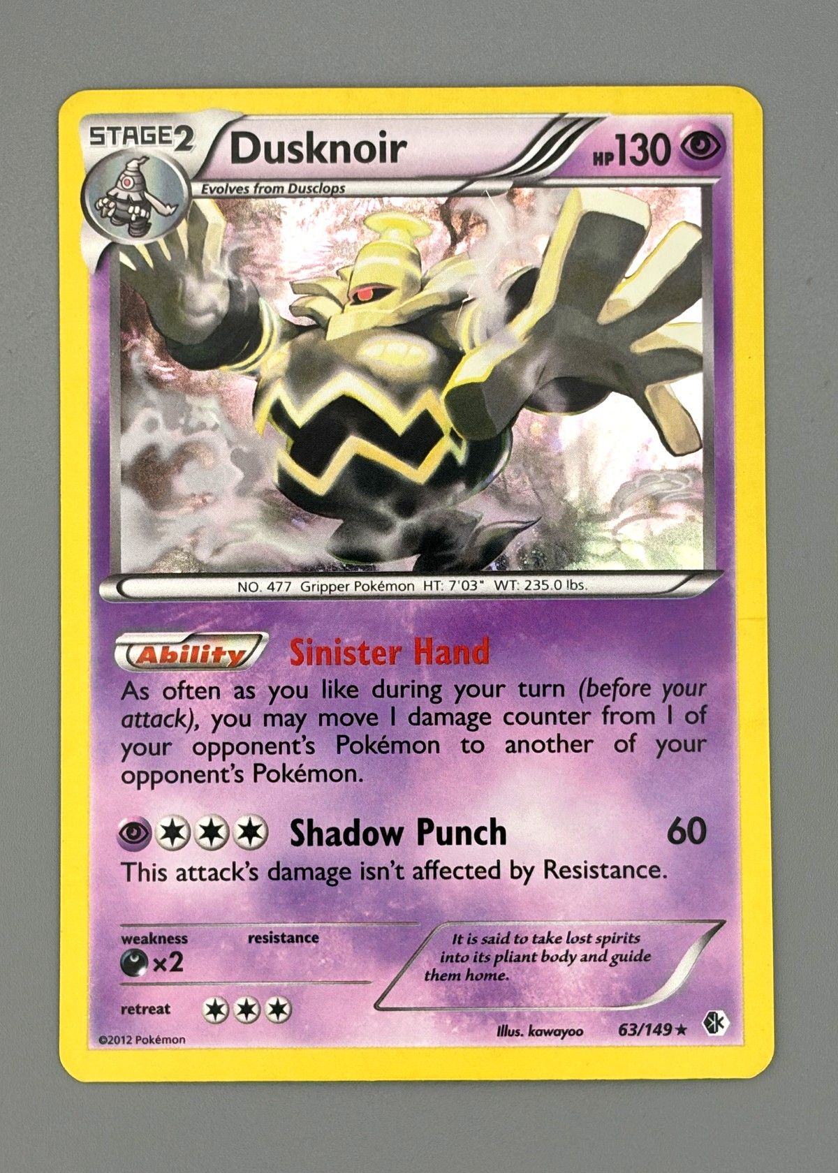 Dusknoir 63/149 (Diamond & Pearl) - Holo Rare, front