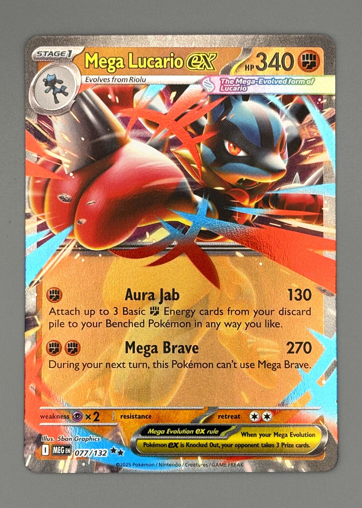 Mega Lucario EX 077/132 (Scarlet & Violet) - Ultra Rare EX, front