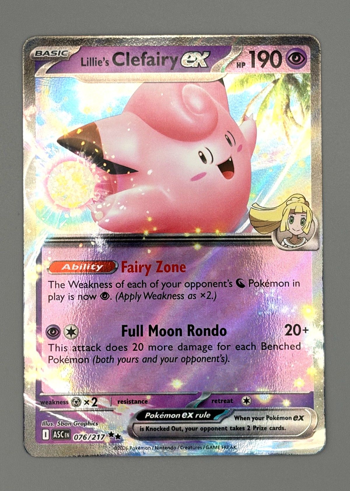 Lillie's Clefairy ex 076/217 (Scarlet & Violet) - Ultra Rare Full Art, front