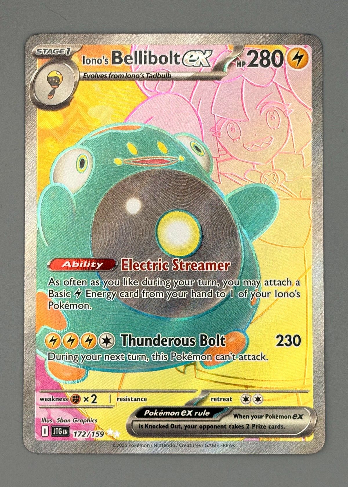 Iono's Bellibolt ex 172/159 (Temporal Forces) - Ultra Rare, front