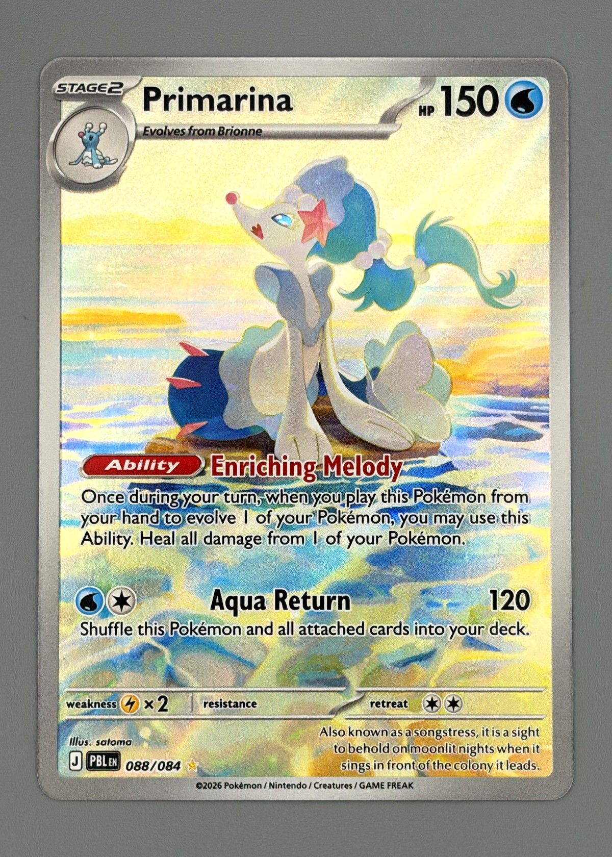 Primarina 088/084 (Scarlet & Violet) - Stage 2 Holo Rare, front
