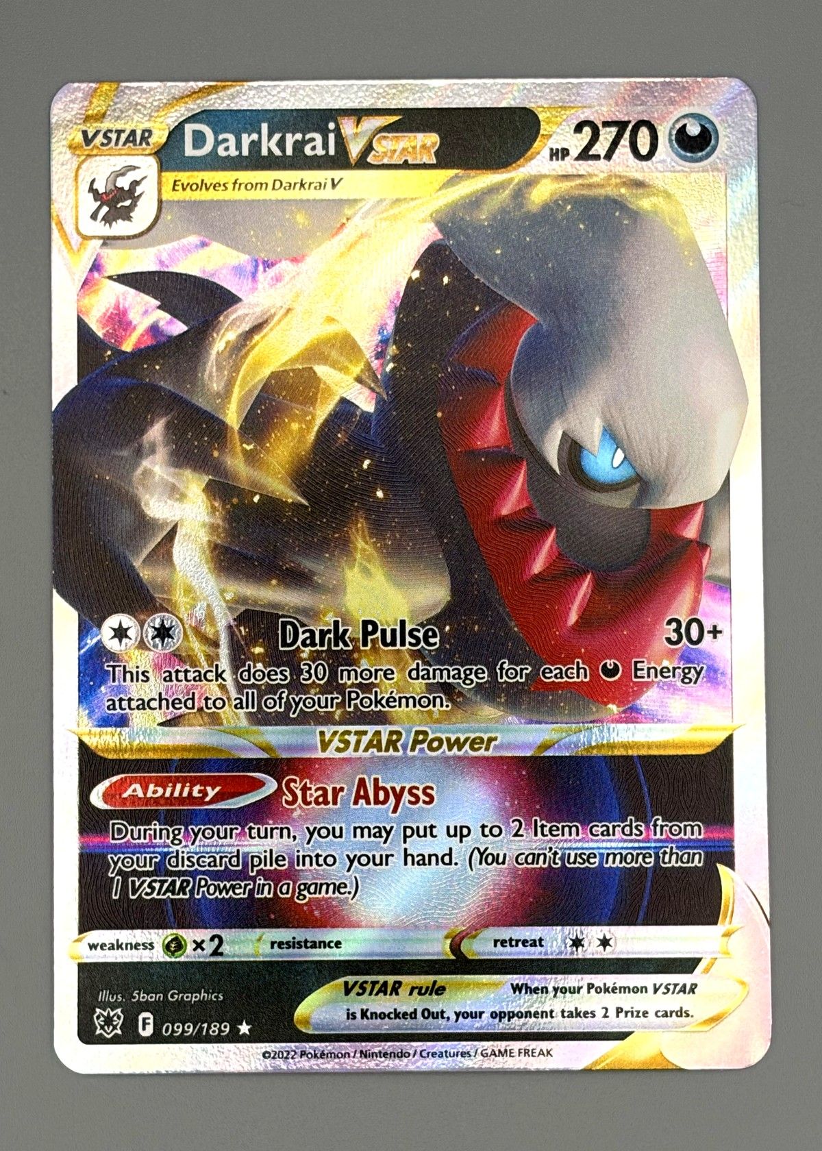 Darkrai V STAR 099/189 (Sword & Shield) - Ultra Rare VSTAR, front