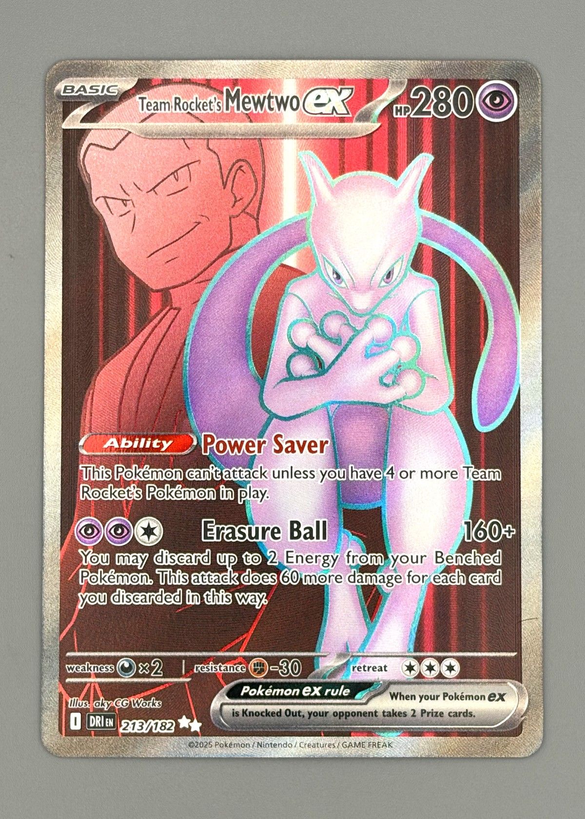 Team Rocket's Mewtwo ex 213/182 (Scarlet & Violet) - Ultra Rare Full Art, front