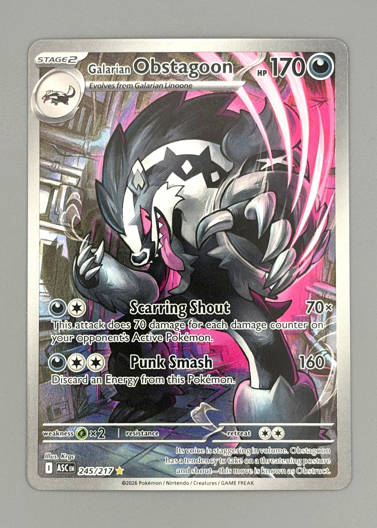 Galarian Obstagoon 245/217 (Scarlet & Violet) - Ultra Rare Full Art, front
