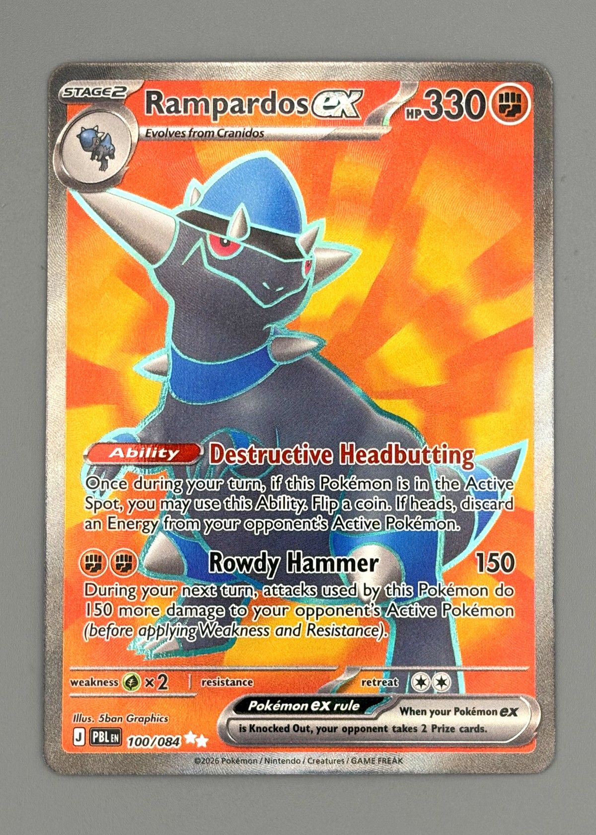 Rampardos ex 100/084 (Scarlet & Violet) - Ultra Rare, front