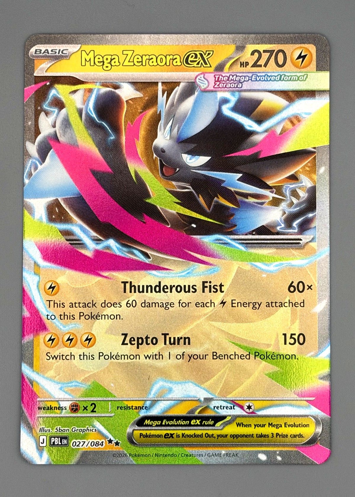 Mega Zeraora EX 027/084 (Pokémon TCG) - Ultra Rare EX, front