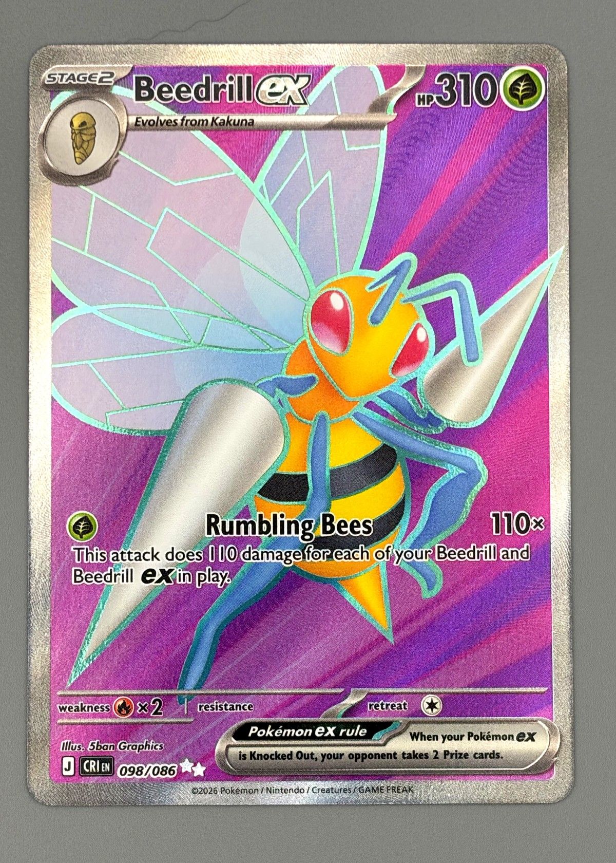 Beedrill ex 098/086 (Scarlet & Violet) - Ultra Rare Full Art, front