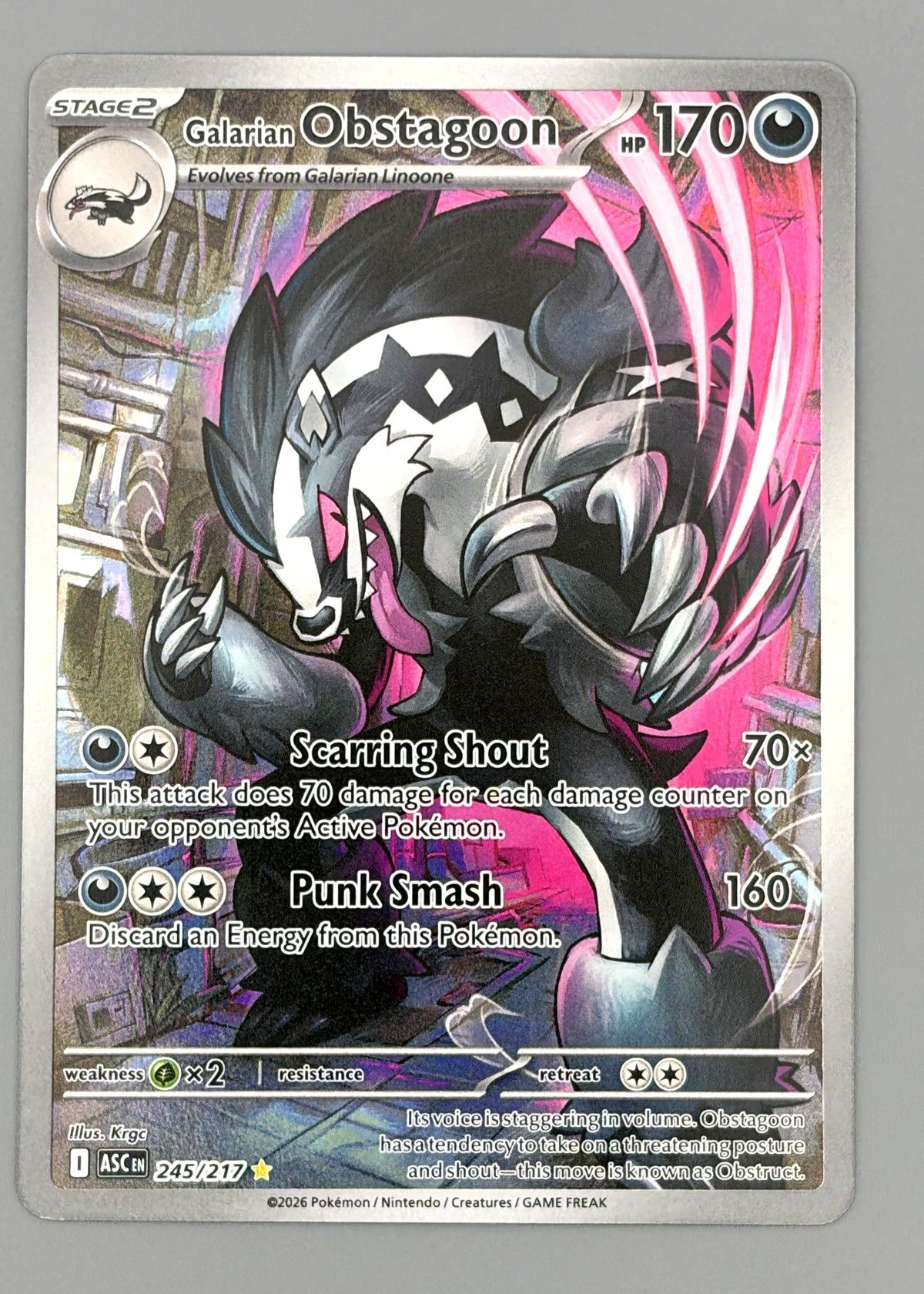 Galarian Obstagoon 245/217 (Scarlet & Violet) - Illustration Rare, front