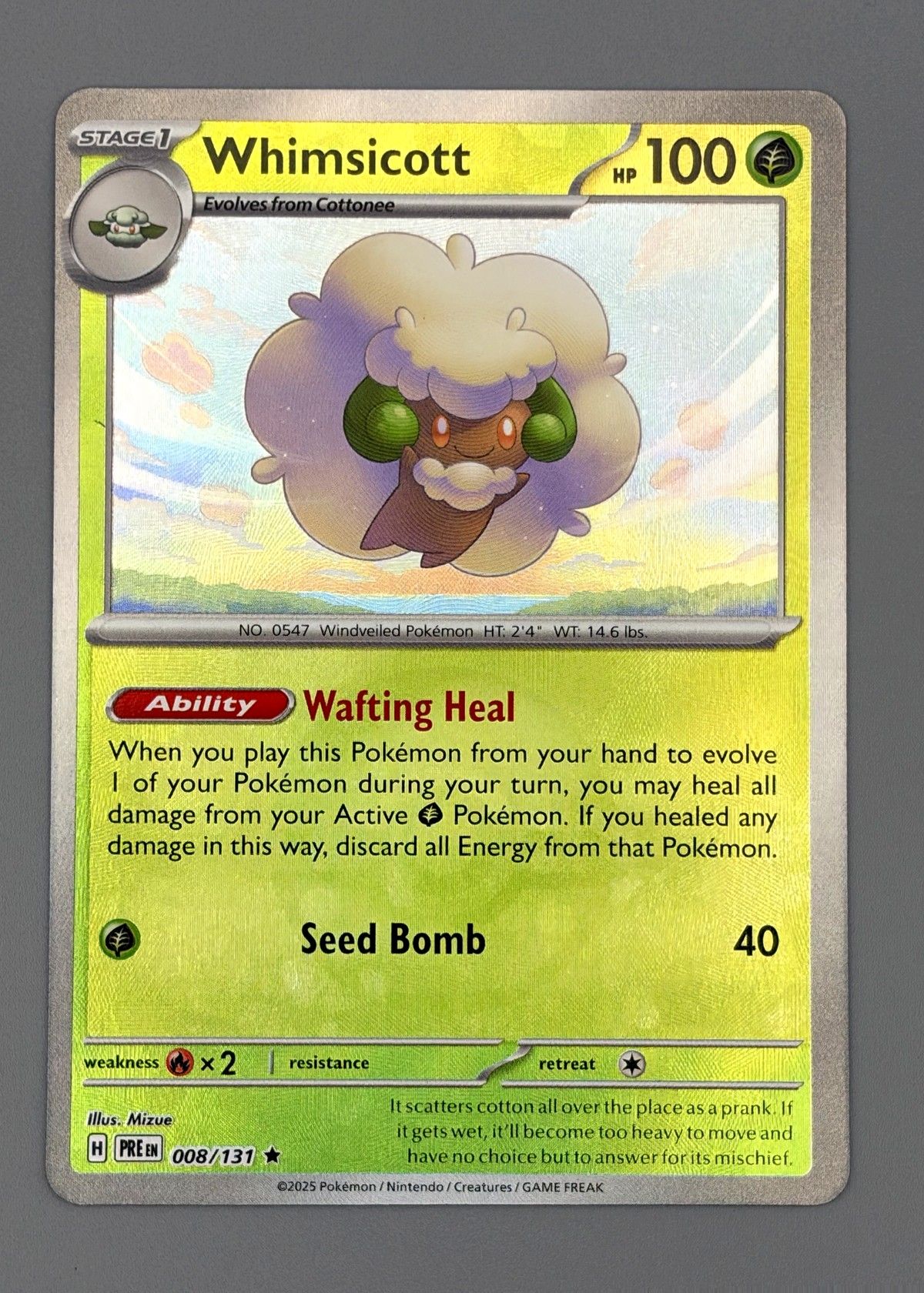 Whimsicott 008/131 (Scarlet & Violet Paldea Evolved) - Holo Rare, front
