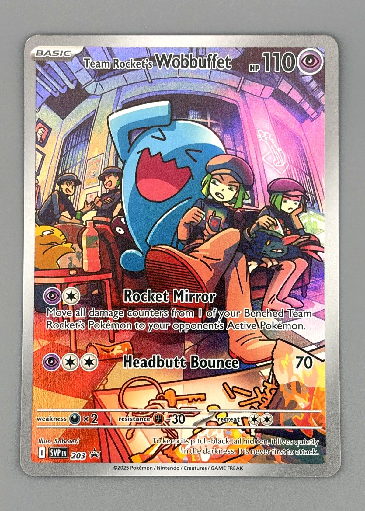 Team Rocket's Wobbuffet 203 - Holo Rare, front