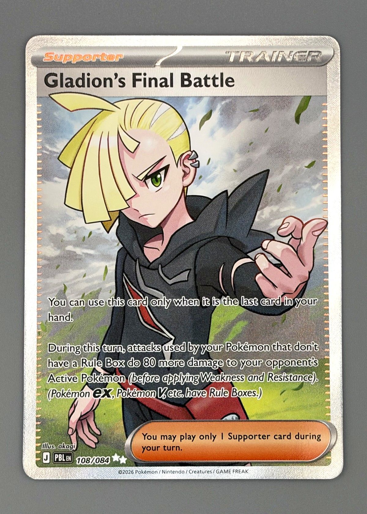 Gladion's Final Battle 108/084 (Pokémon Trading Card Game) - Supporter, front