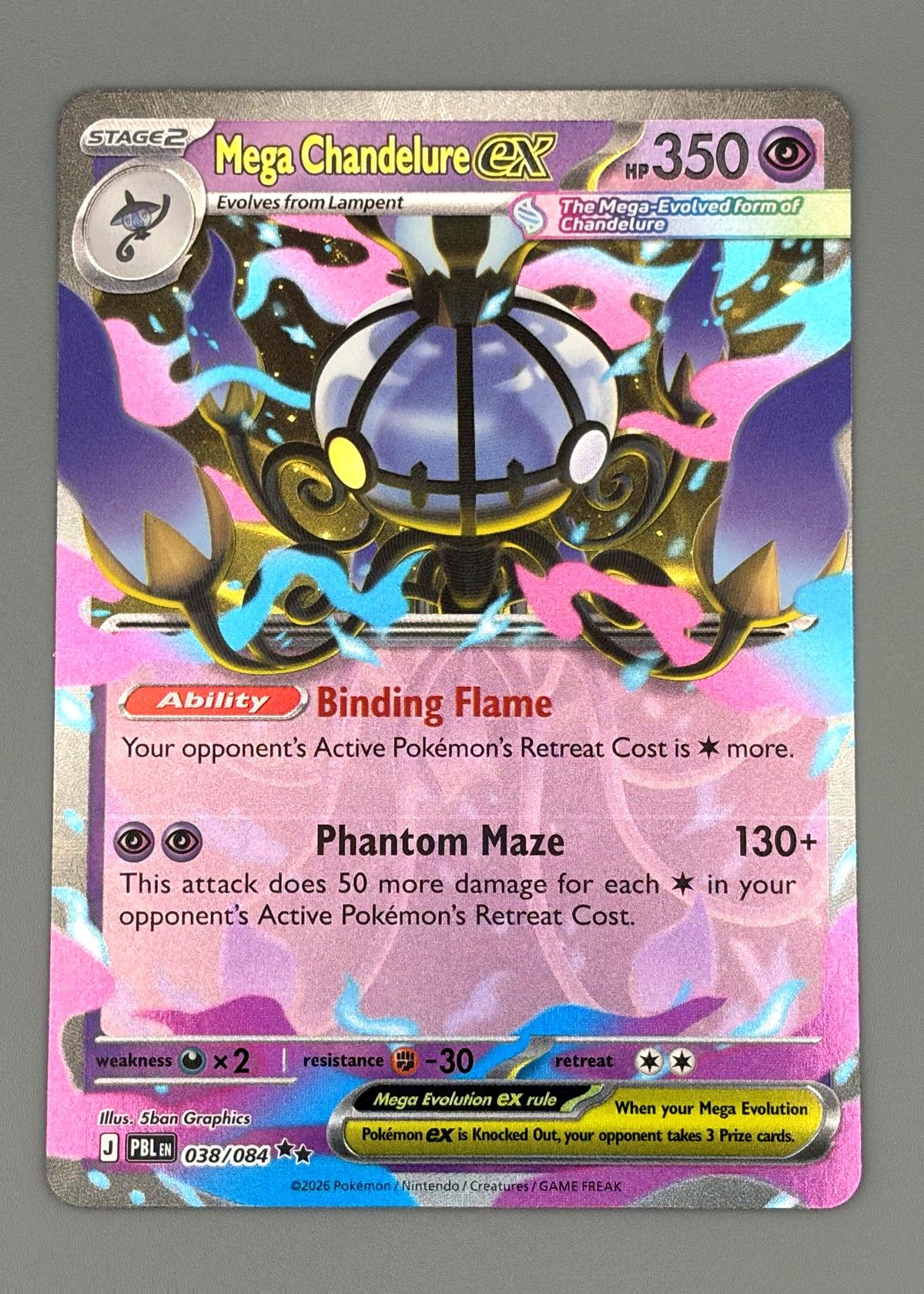 Mega Chandelure EX 038/084 (Pokémon Card Game) - Ultra Rare, front