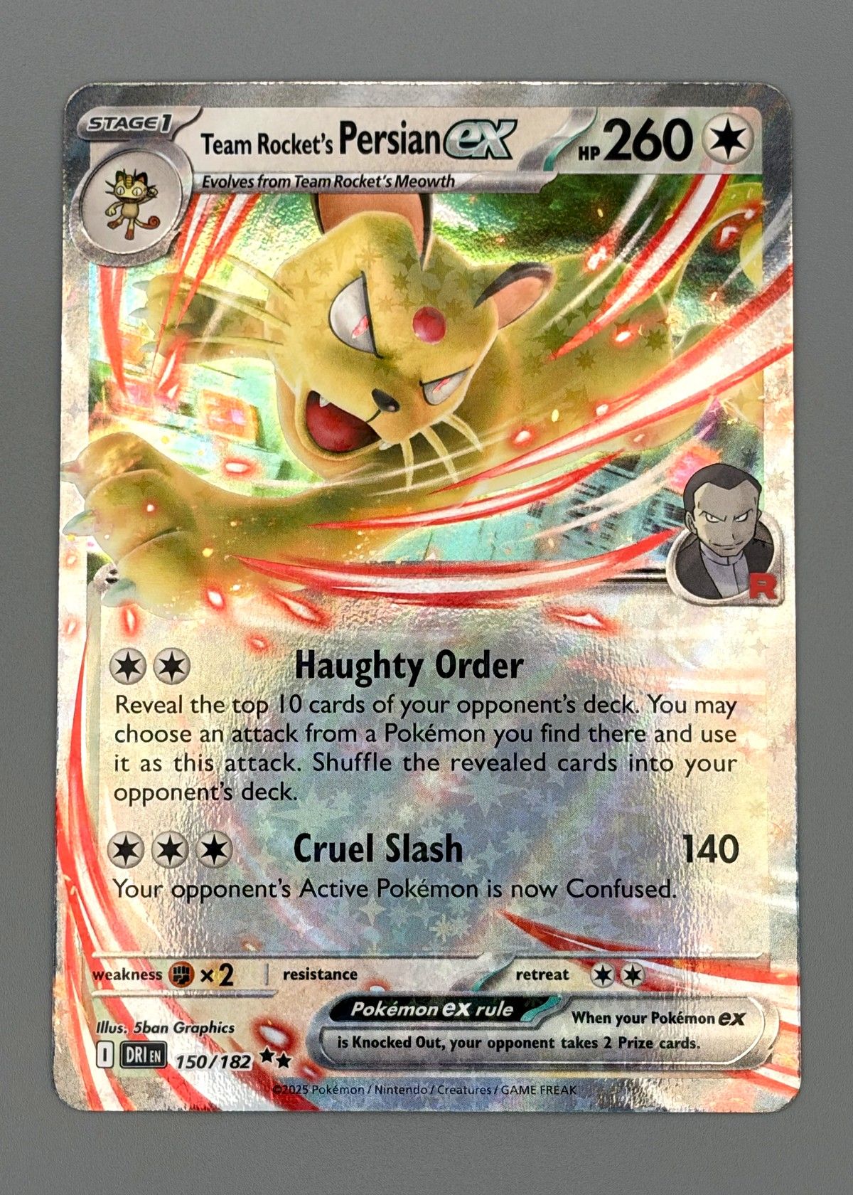 Team Rocket's Persian ex 150/182 (Scarlet & Violet: Surging Sparks) - Ultra Rare, front