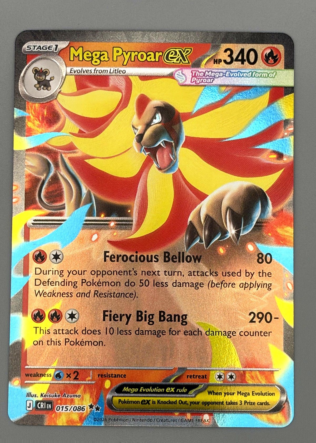 Mega Pyroar EX 015/086 (Japanese) - Ultra Rare Holo, front