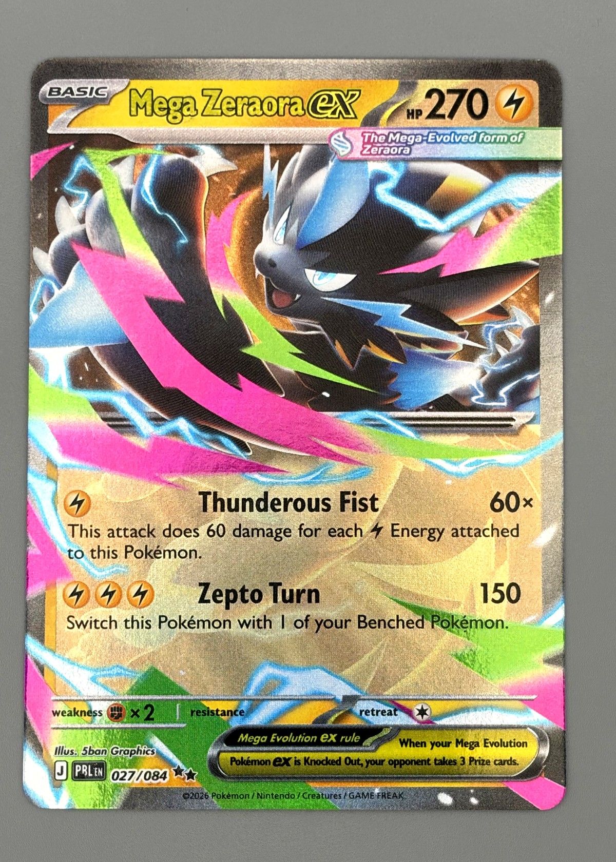 Mega Zeraora ex 027/084 (Scarlet & Violet) - Ultra Rare, front