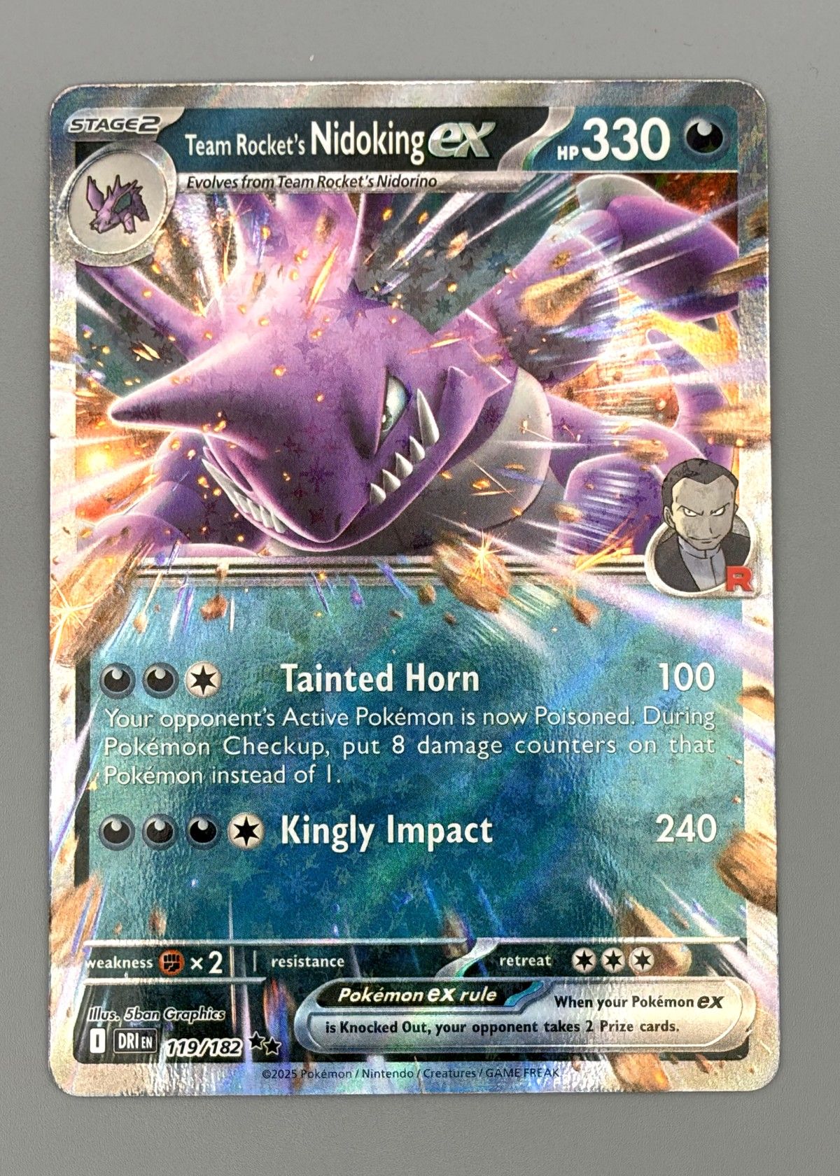 Team Rocket's Nidoking ex 119/182 (Scarlet & Violet) - Ultra Rare Full Art, front