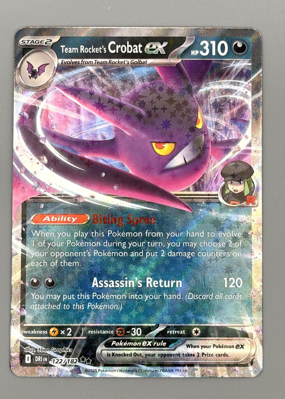 Team Rocket's Crobat ex 122/182 (Scarlet & Violet) - Ultra Rare, front