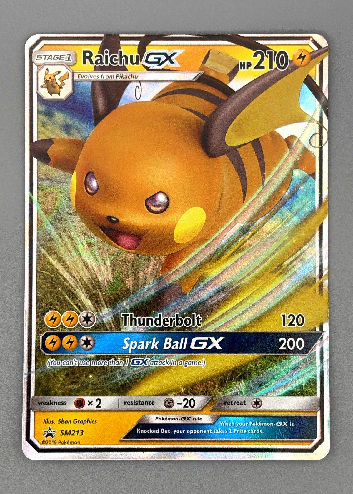 Raichu GX SM213 (Hidden Fates) - Ultra Rare GX, front