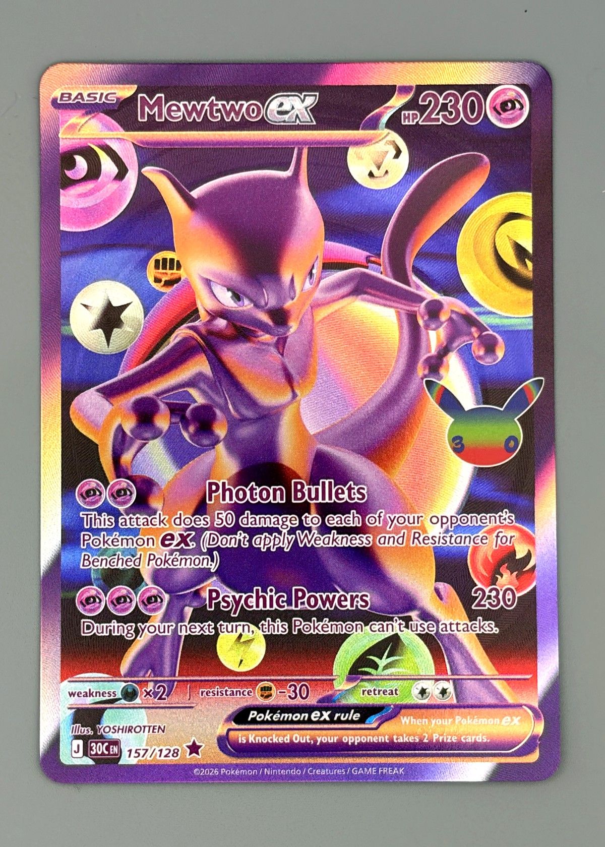 Mewtwo ex 157/128 (30th Celebration) - Futuristic Rare, front