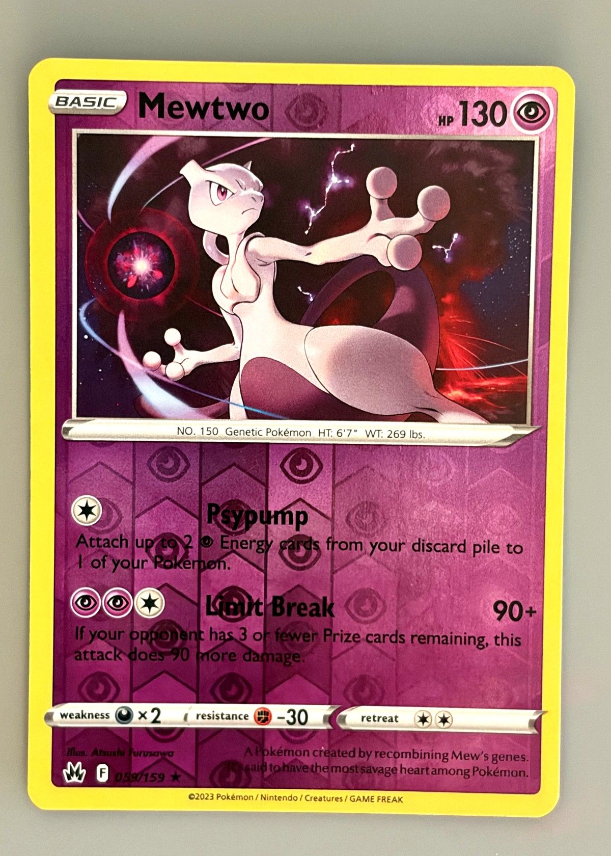Mewtwo 059/159 (Crown Zenith) - Holo Rare, front
