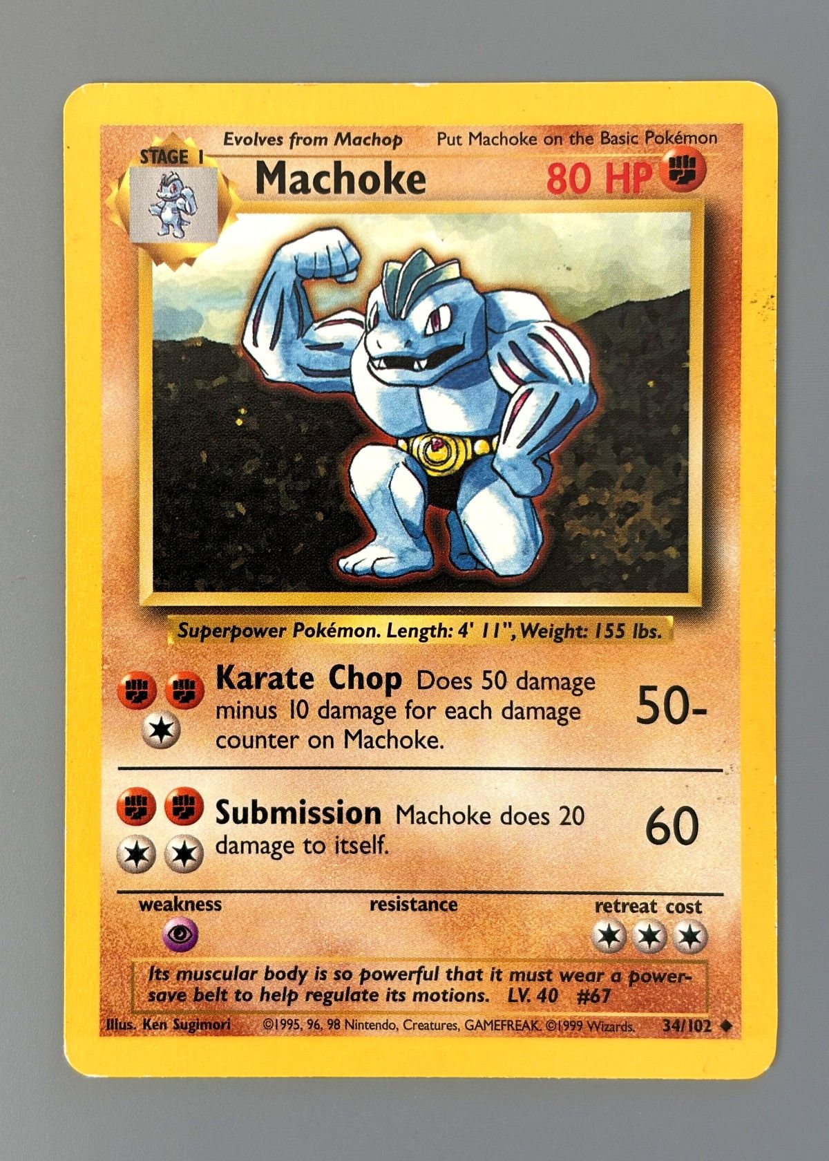 Machoke 34/102 (Base Set) - Uncommon, front
