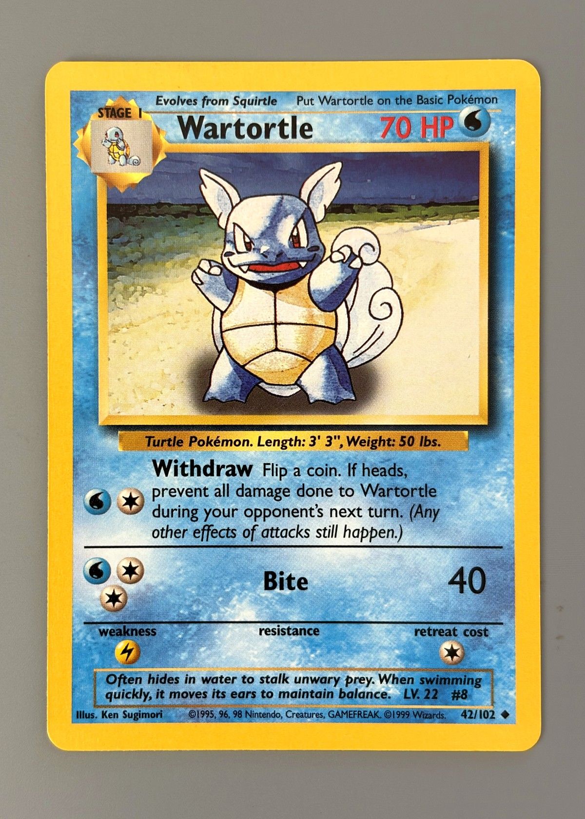 Wartortle 42/102 (Base Set) - Uncommon, front