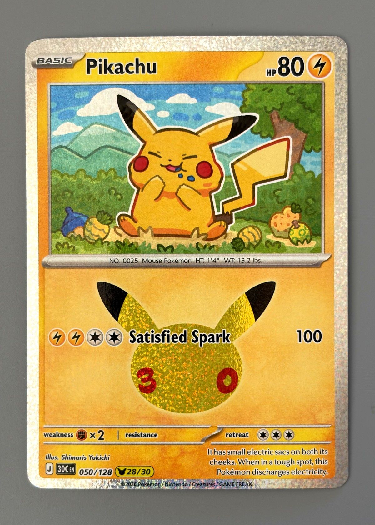 Pikachu 050/128 (30th Celebration) - Pikachu Rare, front