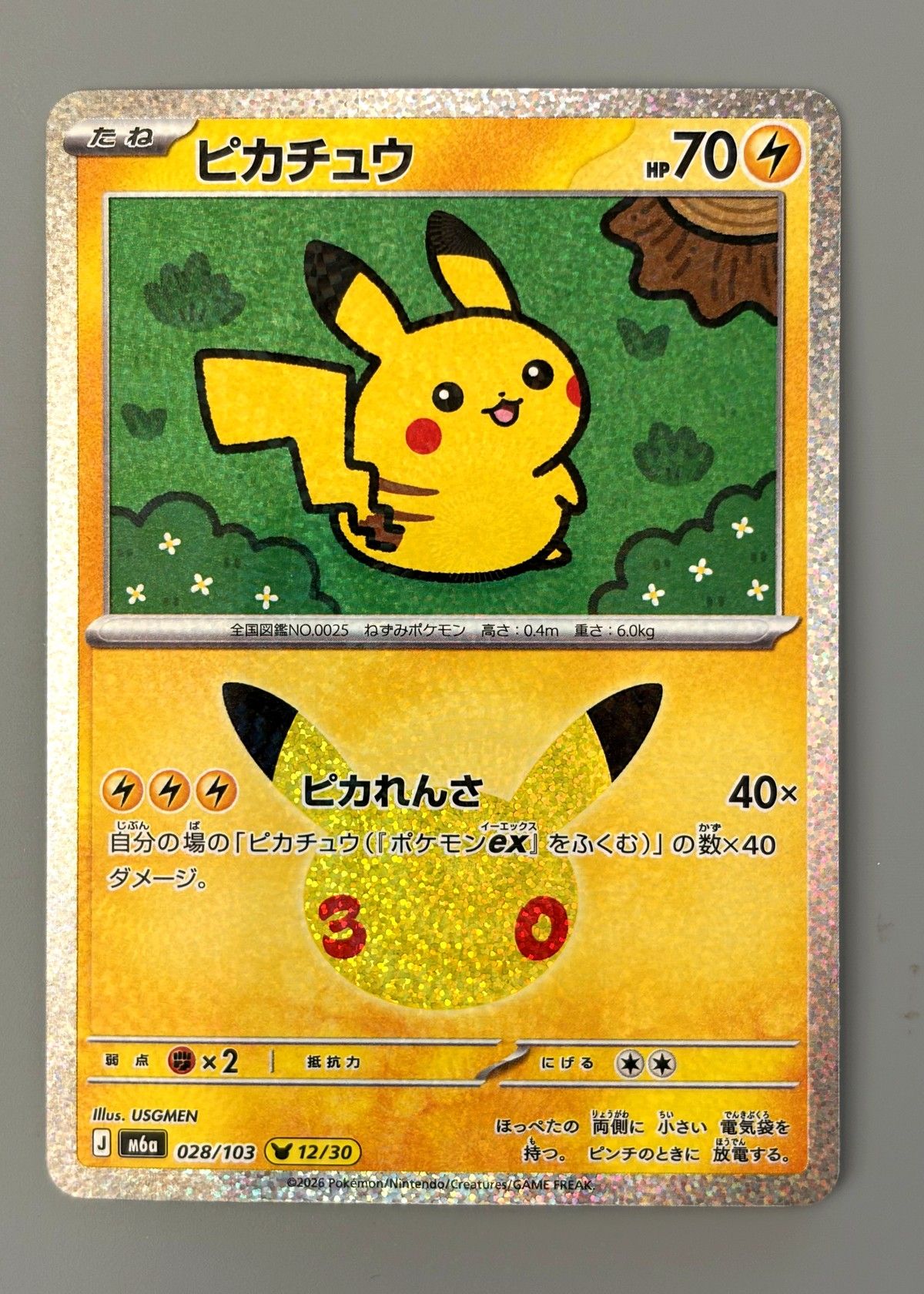Pikachu 028/103 (Japanese M6a 30th Celebration) - None, front