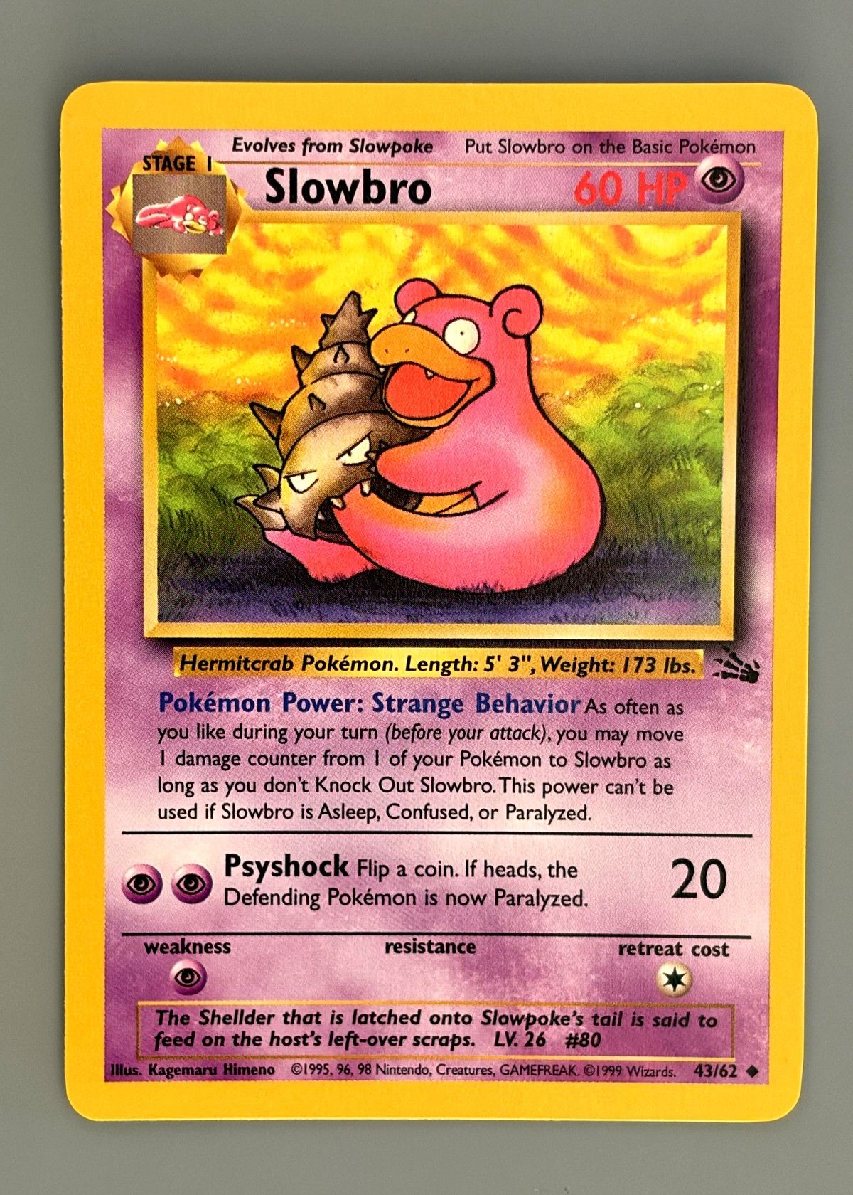 Slowbro 43/62 (Fossil) - Uncommon, front