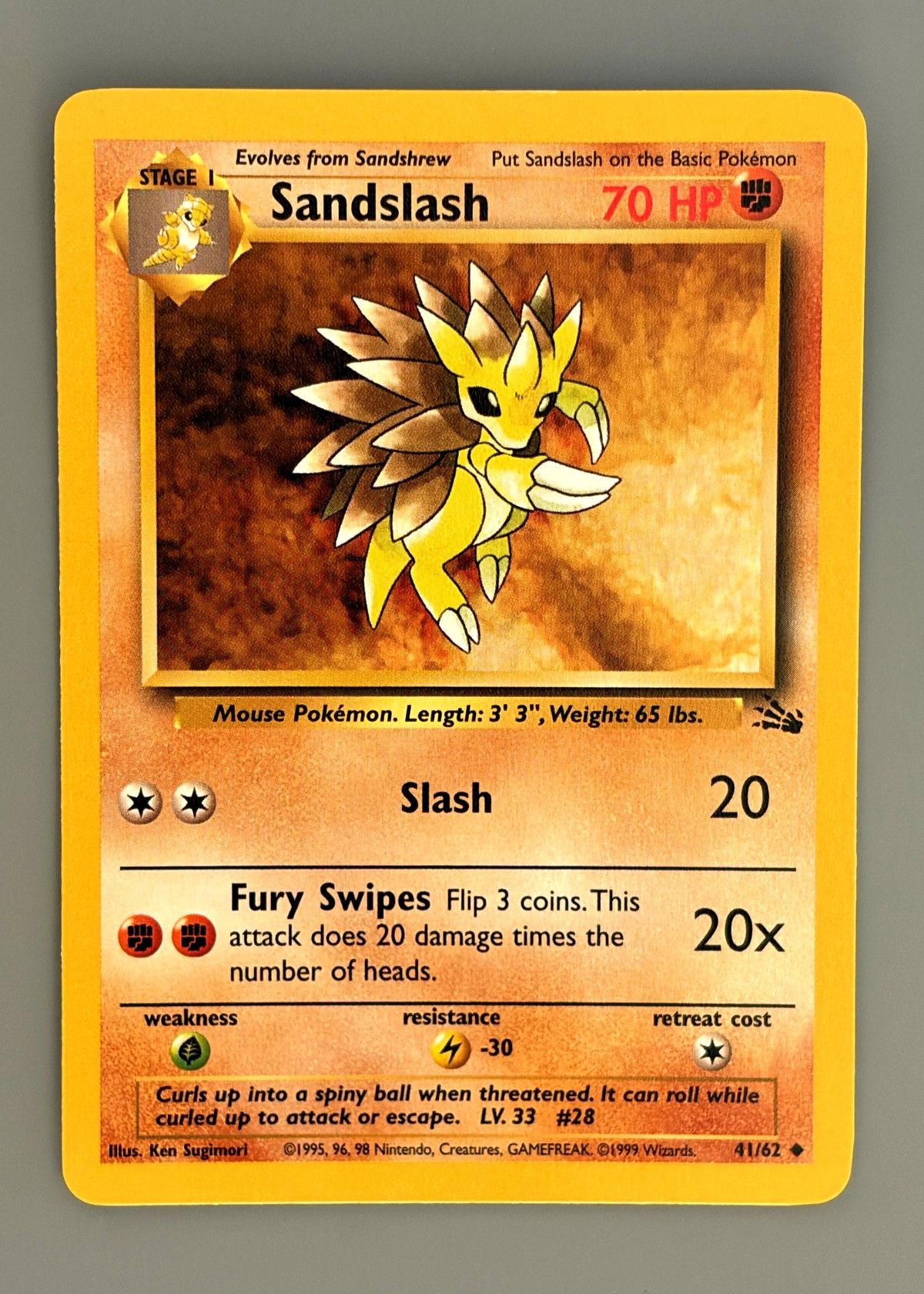 Sandslash 41/62 (Fossil) - Uncommon, front