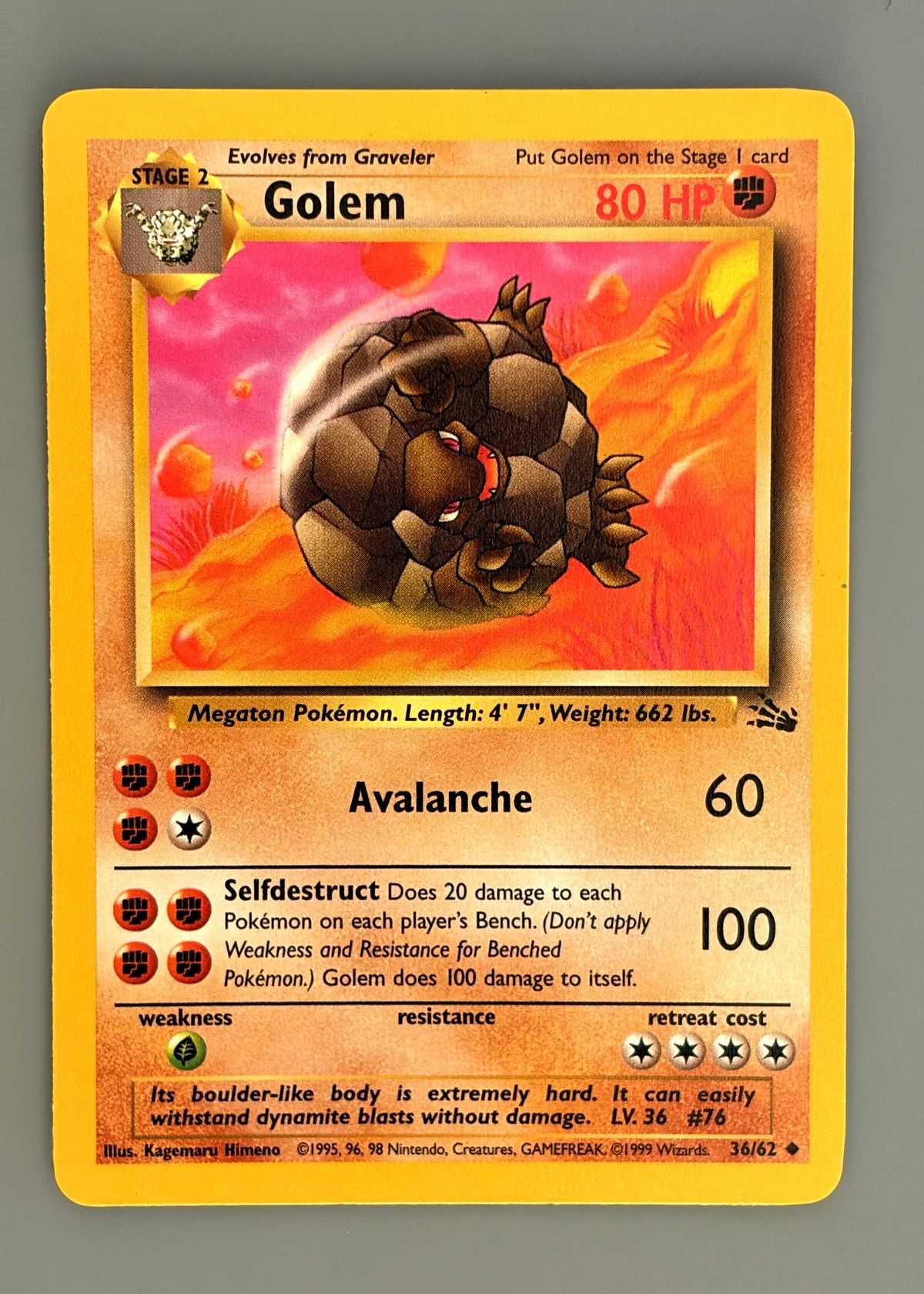 Golem 36/62 (Fossil) - Uncommon, front